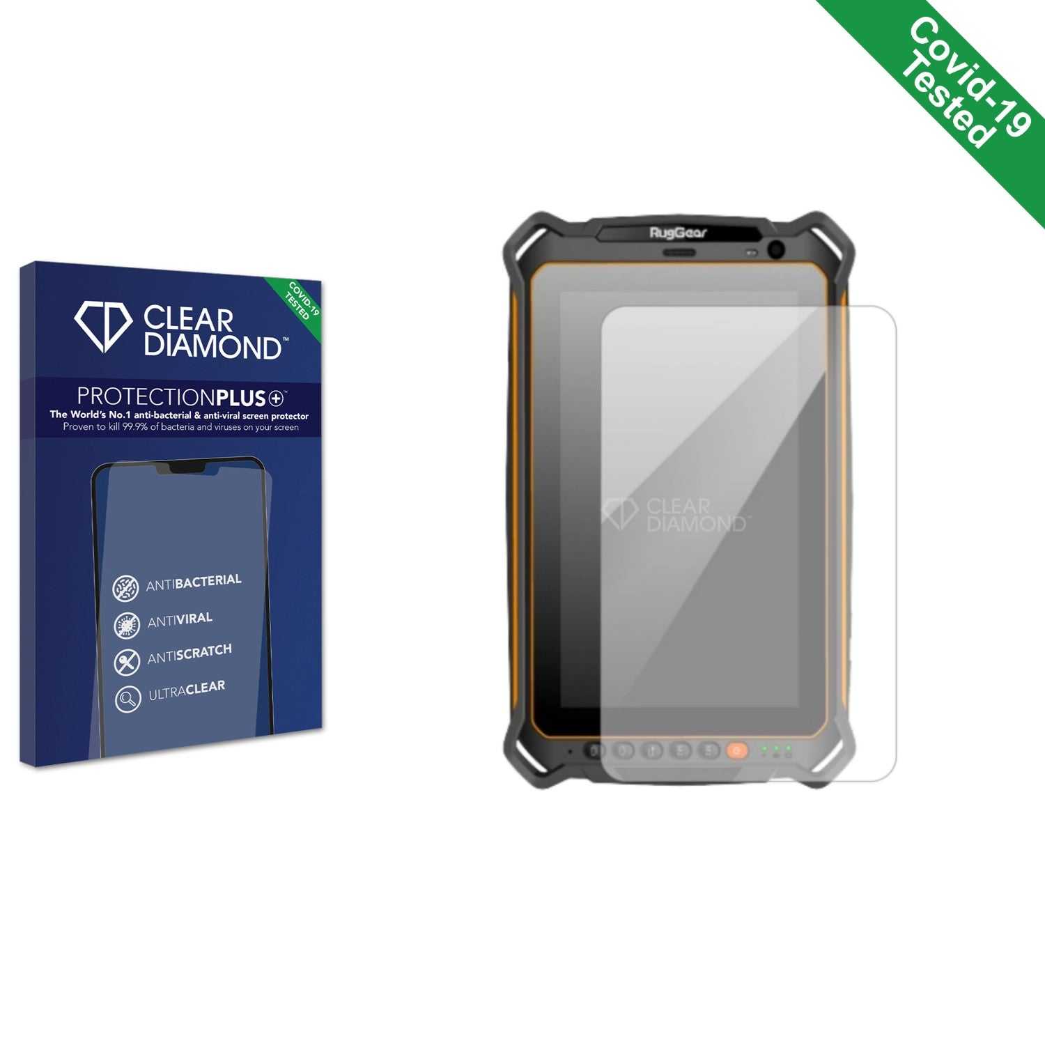 ScreenShield, Clear Diamond Anti-viral Screen Protector for RugGear -SW