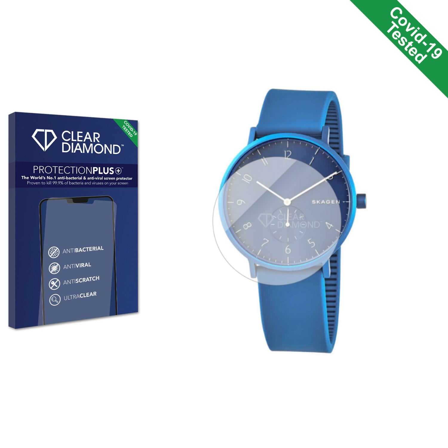 ScreenShield, Clear Diamond Anti-viral Screen Protector for Skagen Aaren Kulor