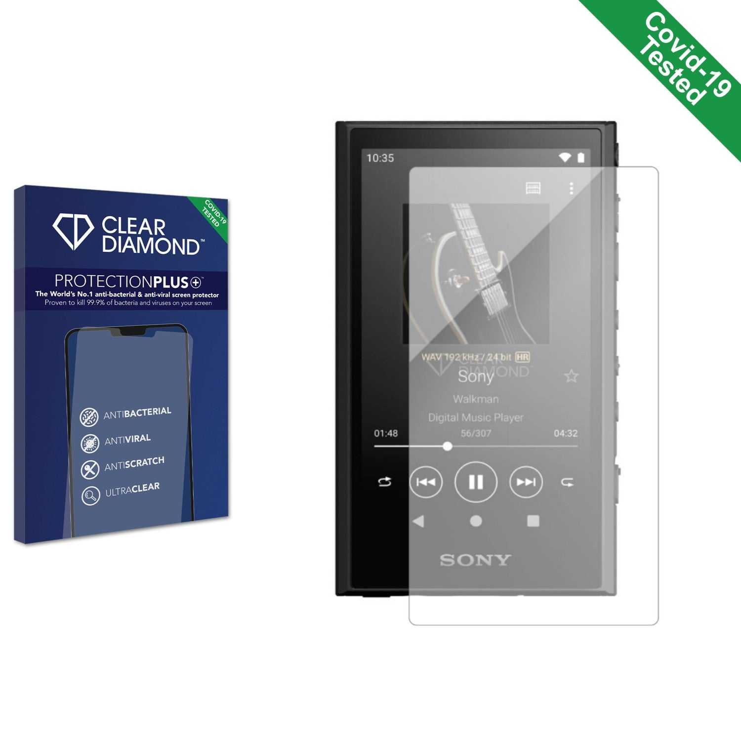 ScreenShield, Clear Diamond Anti-viral Screen Protector for Sony Walkman NW-A306