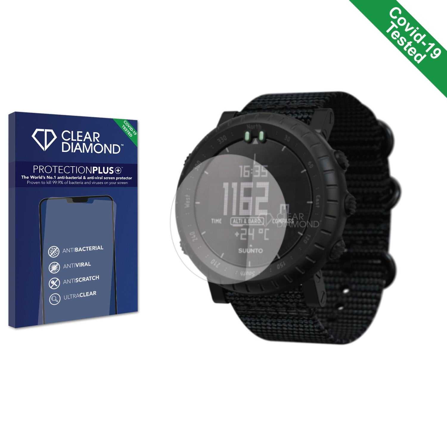 ScreenShield, Clear Diamond Anti-viral Screen Protector for Suunto Core Alpha