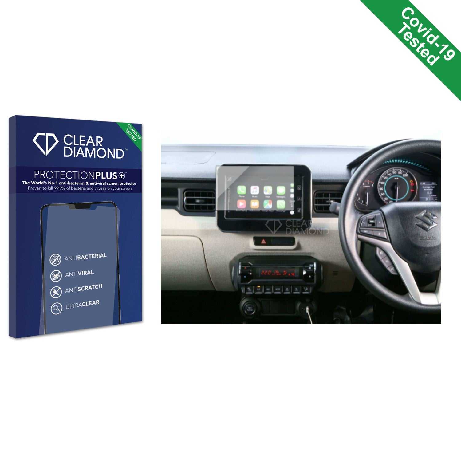 ScreenShield, Clear Diamond Anti-viral Screen Protector for Suzuki Swift Sport 2023 Infotainment System