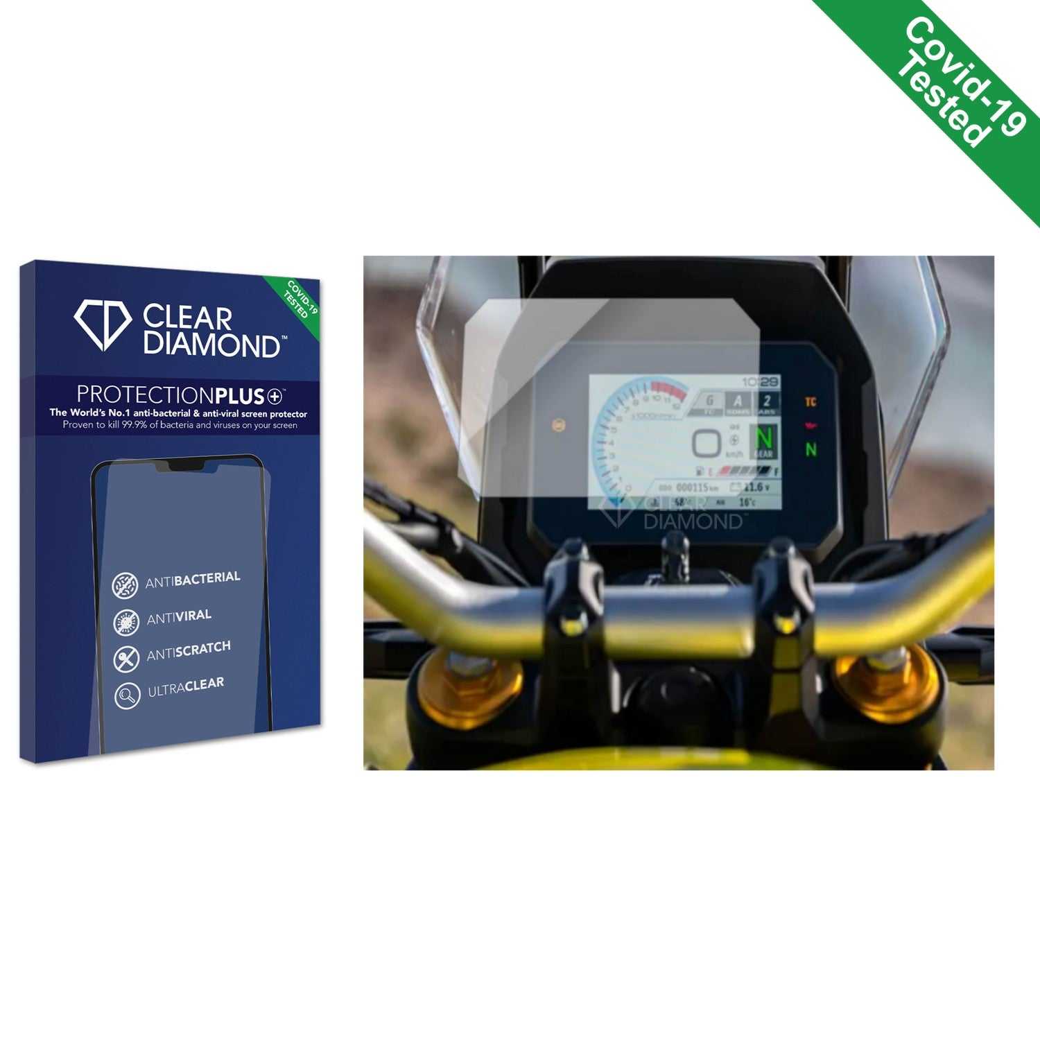 ScreenShield, Clear Diamond Anti-viral Screen Protector for Suzuki V-Strom 800DE 2023