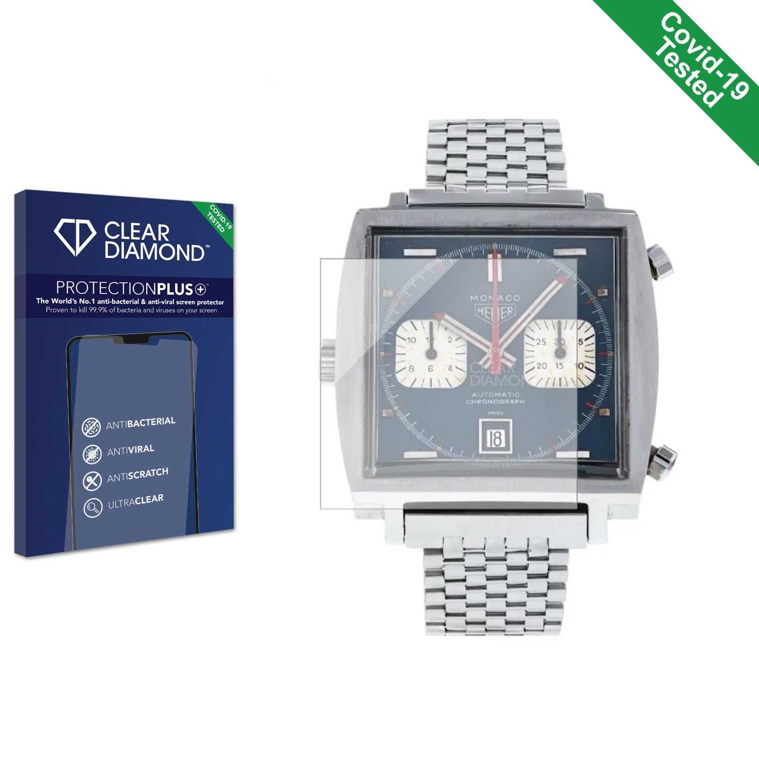 ScreenShield, Clear Diamond Anti-viral Screen Protector for TAG Heuer Monaco Vintage 1133