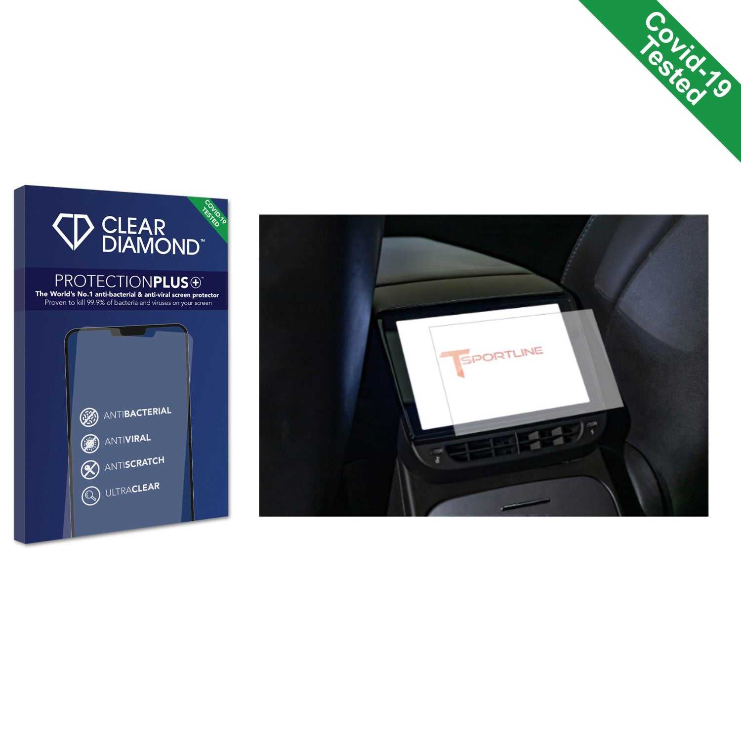 ScreenShield, Clear Diamond Anti-viral Screen Protector for Tesla Model Y Infotainment System 7.2"