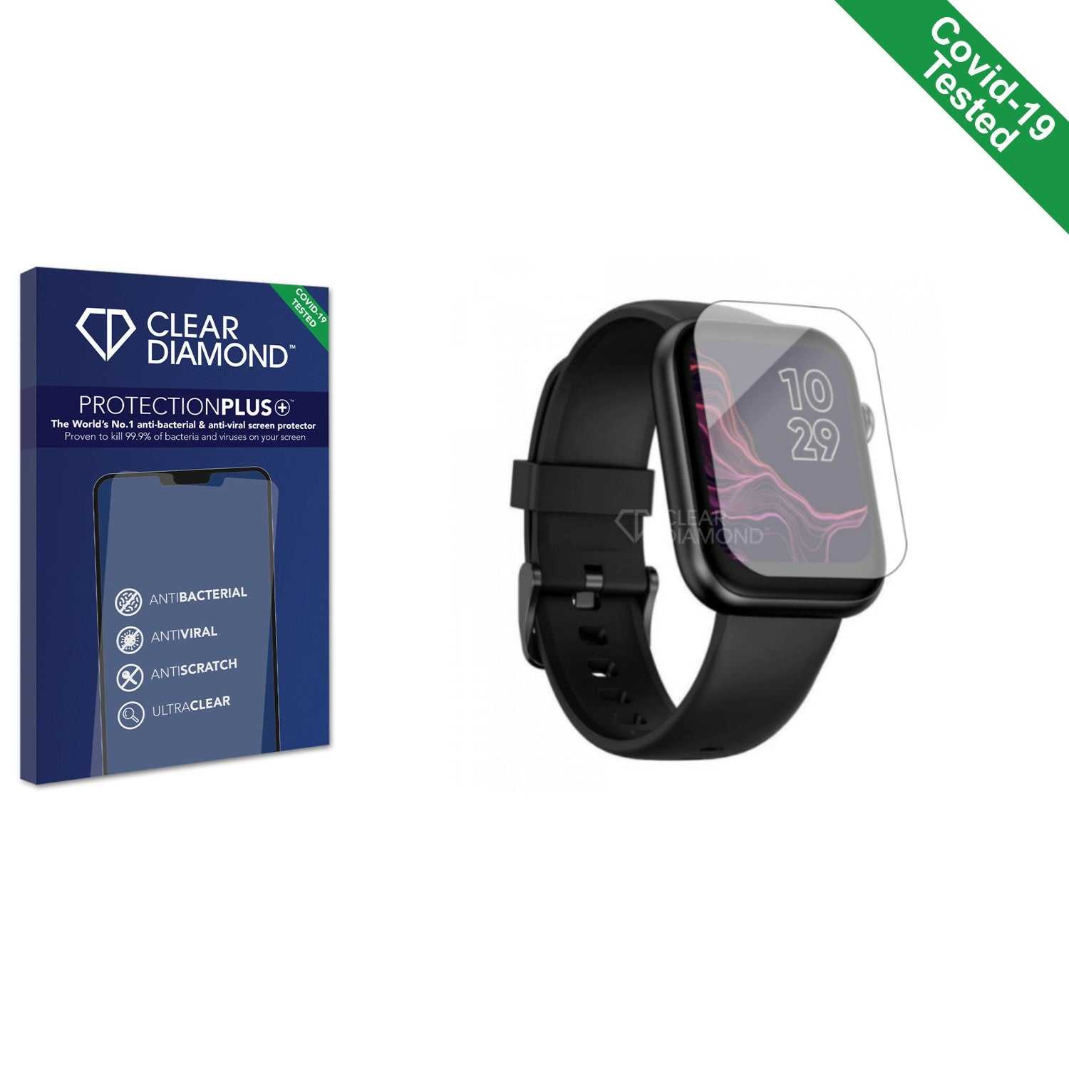 ScreenShield, Clear Diamond Anti-viral Screen Protector for TicWatch GTH 2