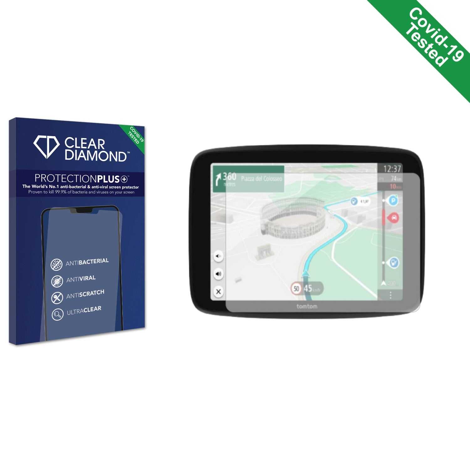 ScreenShield, Clear Diamond Anti-viral Screen Protector for TomTom GO Superior 7