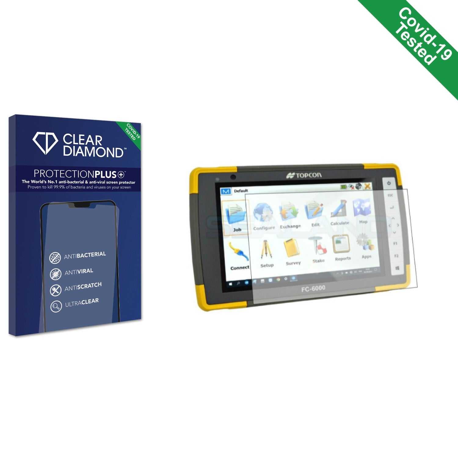 ScreenShield, Clear Diamond Anti-viral Screen Protector for Topcon FC-6000