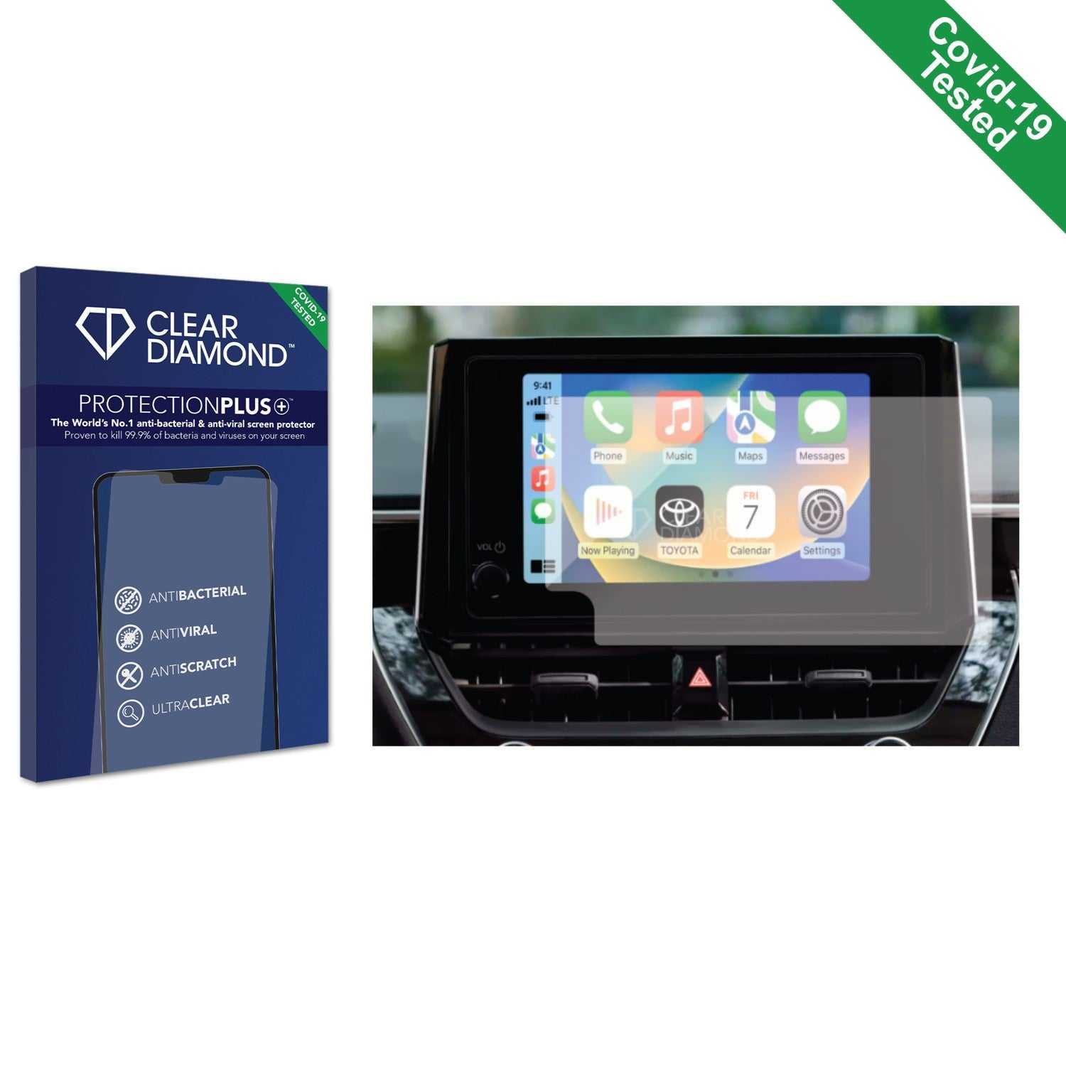 ScreenShield, Clear Diamond Anti-viral Screen Protector for Toyota Corolla 2023 8" Infotainment System
