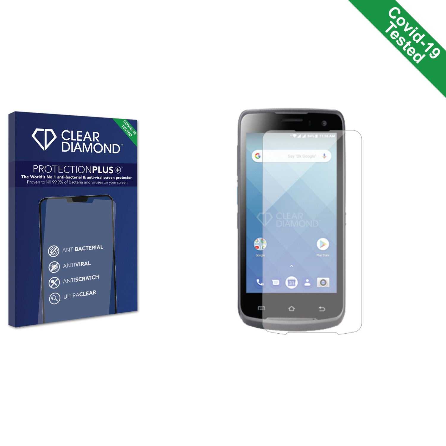 ScreenShield, Clear Diamond Anti-viral Screen Protector for Unitech EA500P Plus