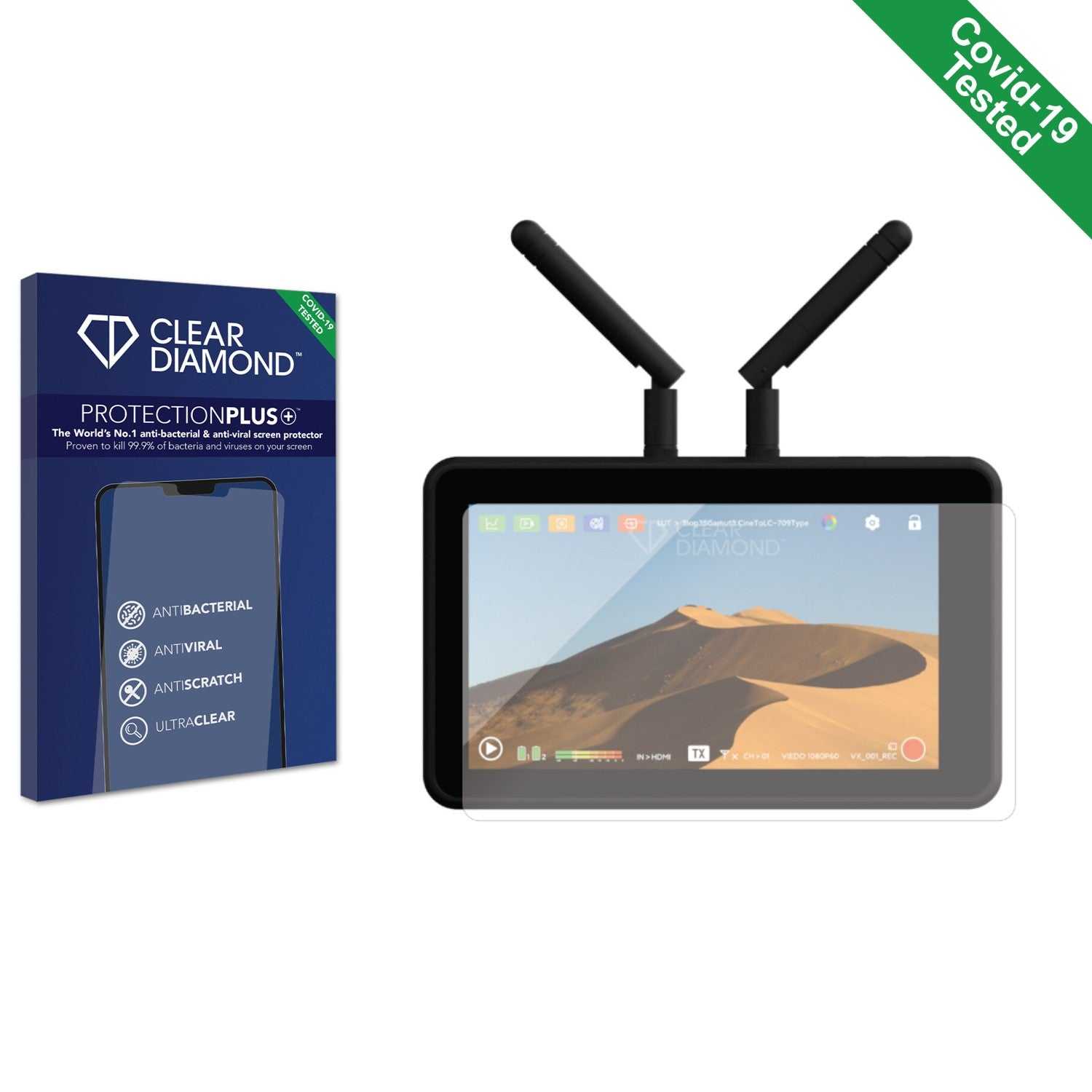 ScreenShield, Clear Diamond Anti-viral Screen Protector for Vaxis Atom A5 Wireless Monitor