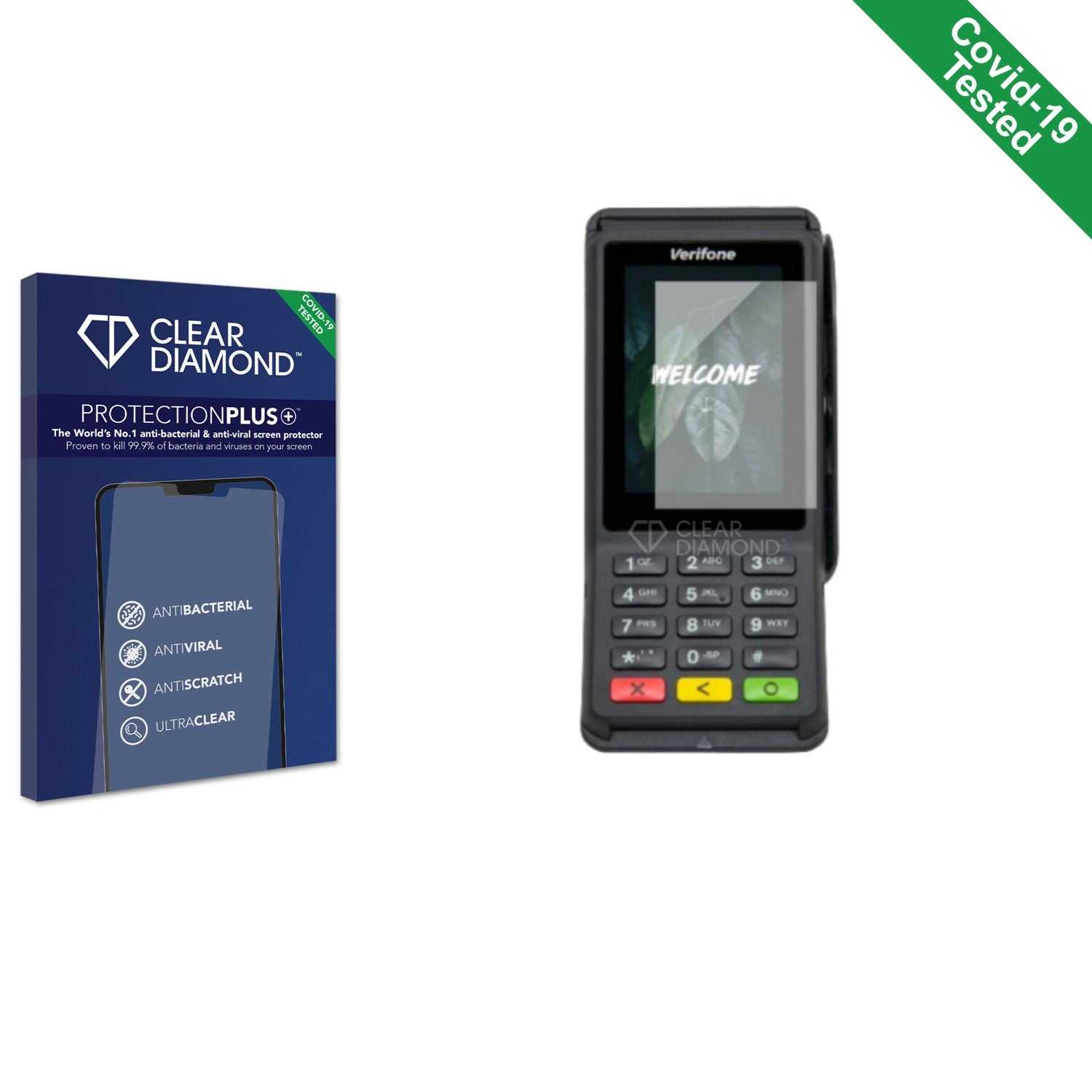 ScreenShield, Clear Diamond Anti-viral Screen Protector for Verifone P630