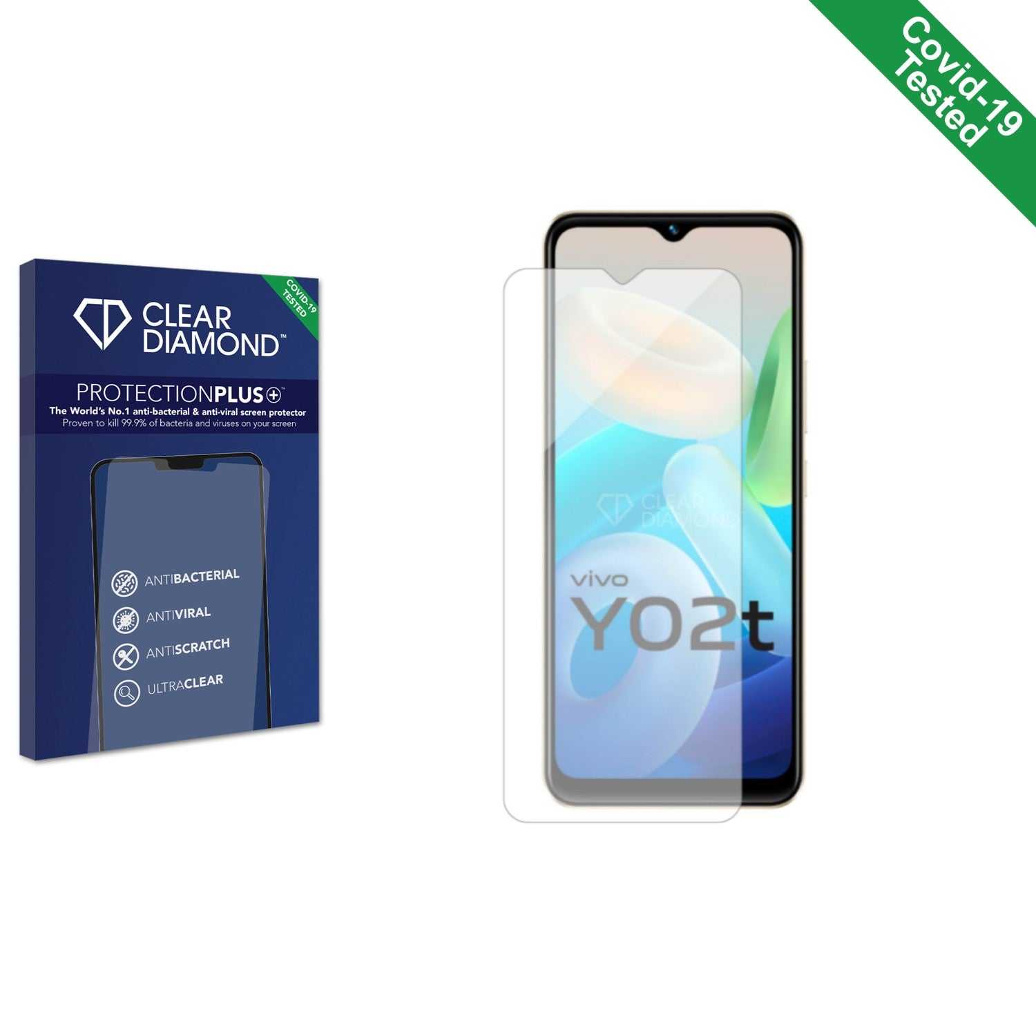 ScreenShield, Clear Diamond Anti-viral Screen Protector for Vivo Y02t