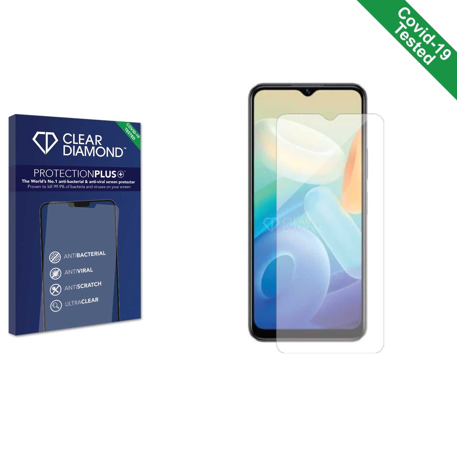 ScreenShield, Clear Diamond Anti-viral Screen Protector for Vivo Y16