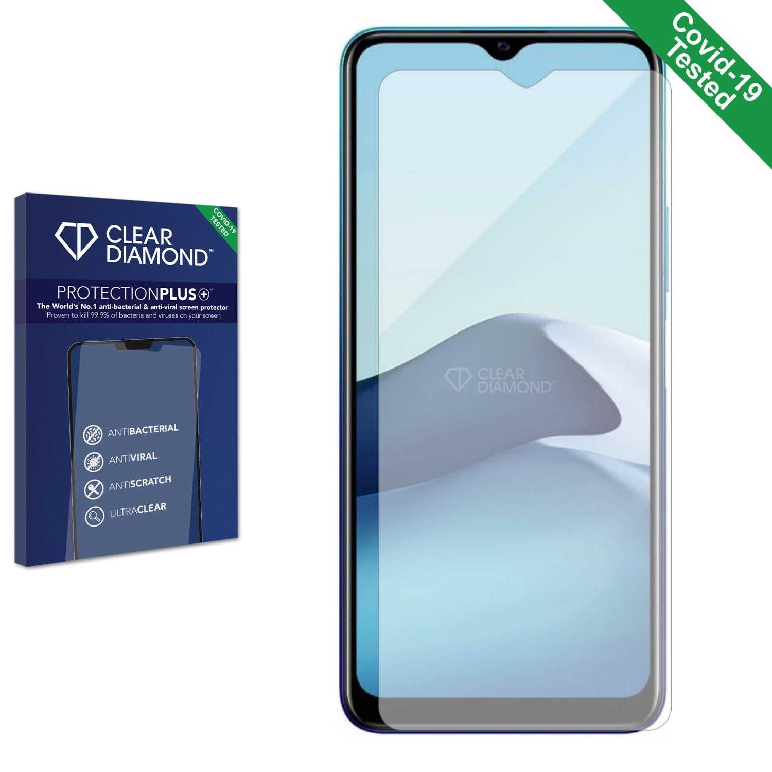 ScreenShield, Clear Diamond Anti-viral Screen Protector for Vivo Y20a