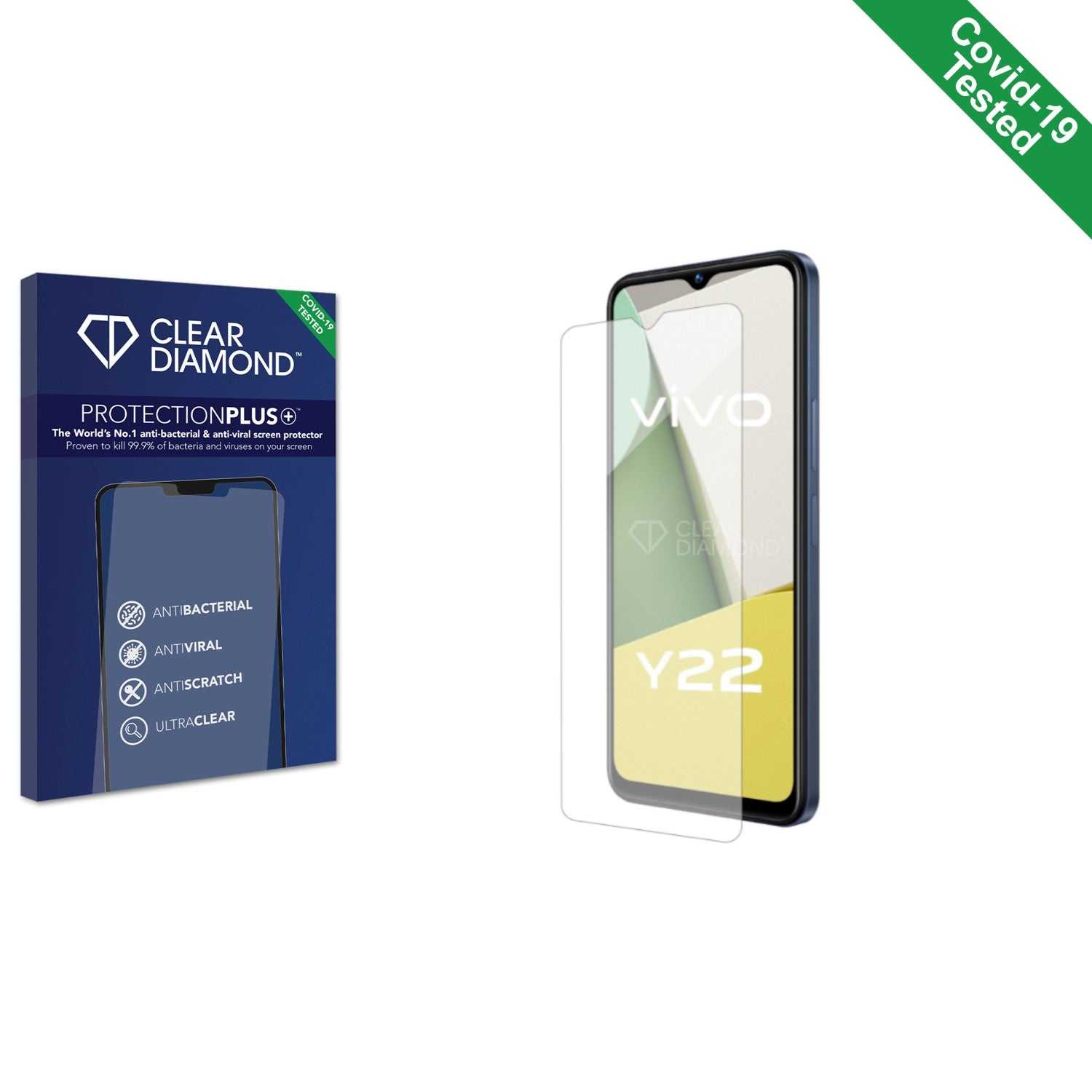 ScreenShield, Clear Diamond Anti-viral Screen Protector for Vivo Y22