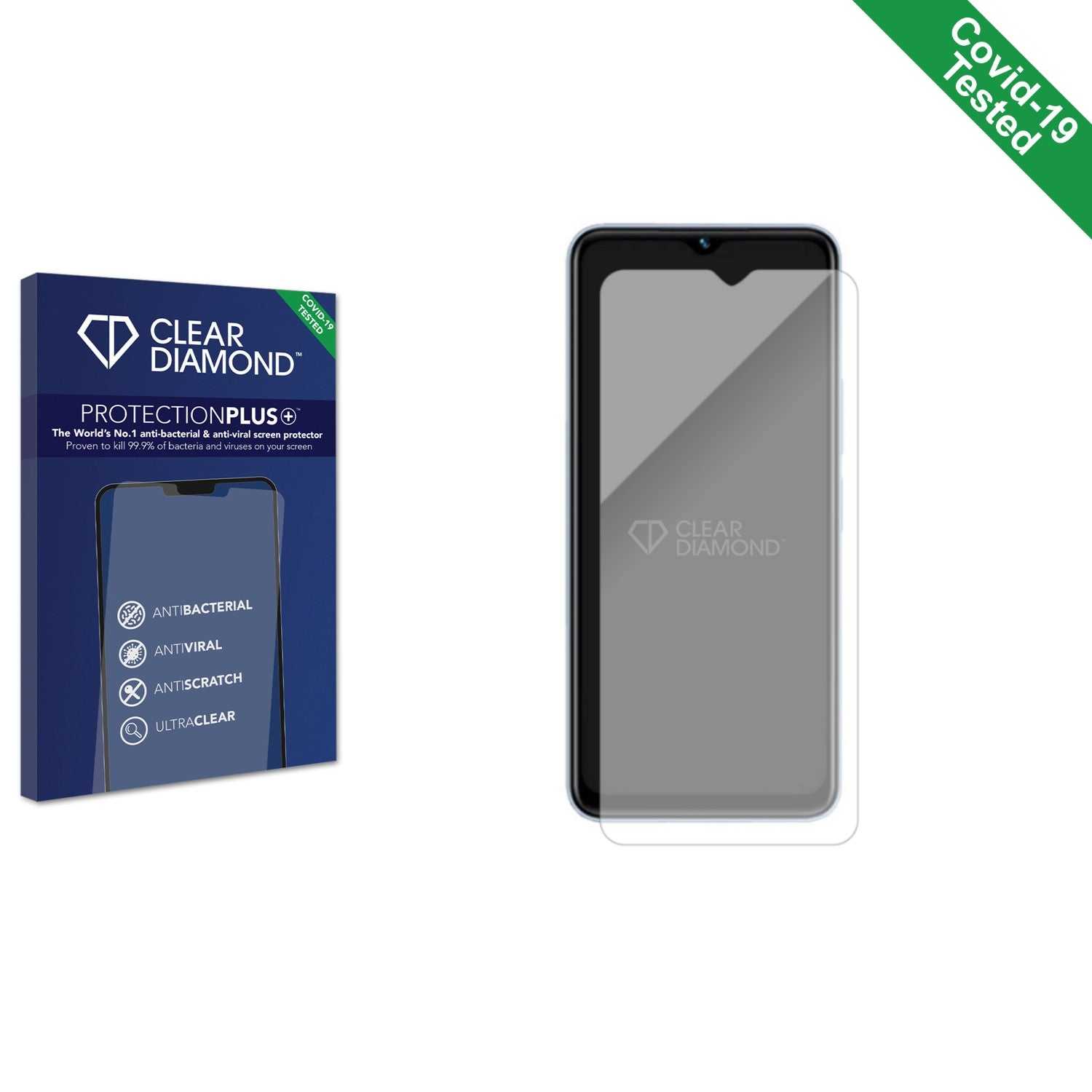 ScreenShield, Clear Diamond Anti-viral Screen Protector for Vivo Y22s