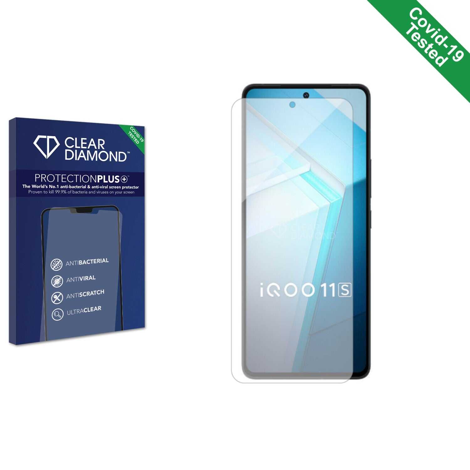 ScreenShield, Clear Diamond Anti-viral Screen Protector for Vivo iQOO 11s