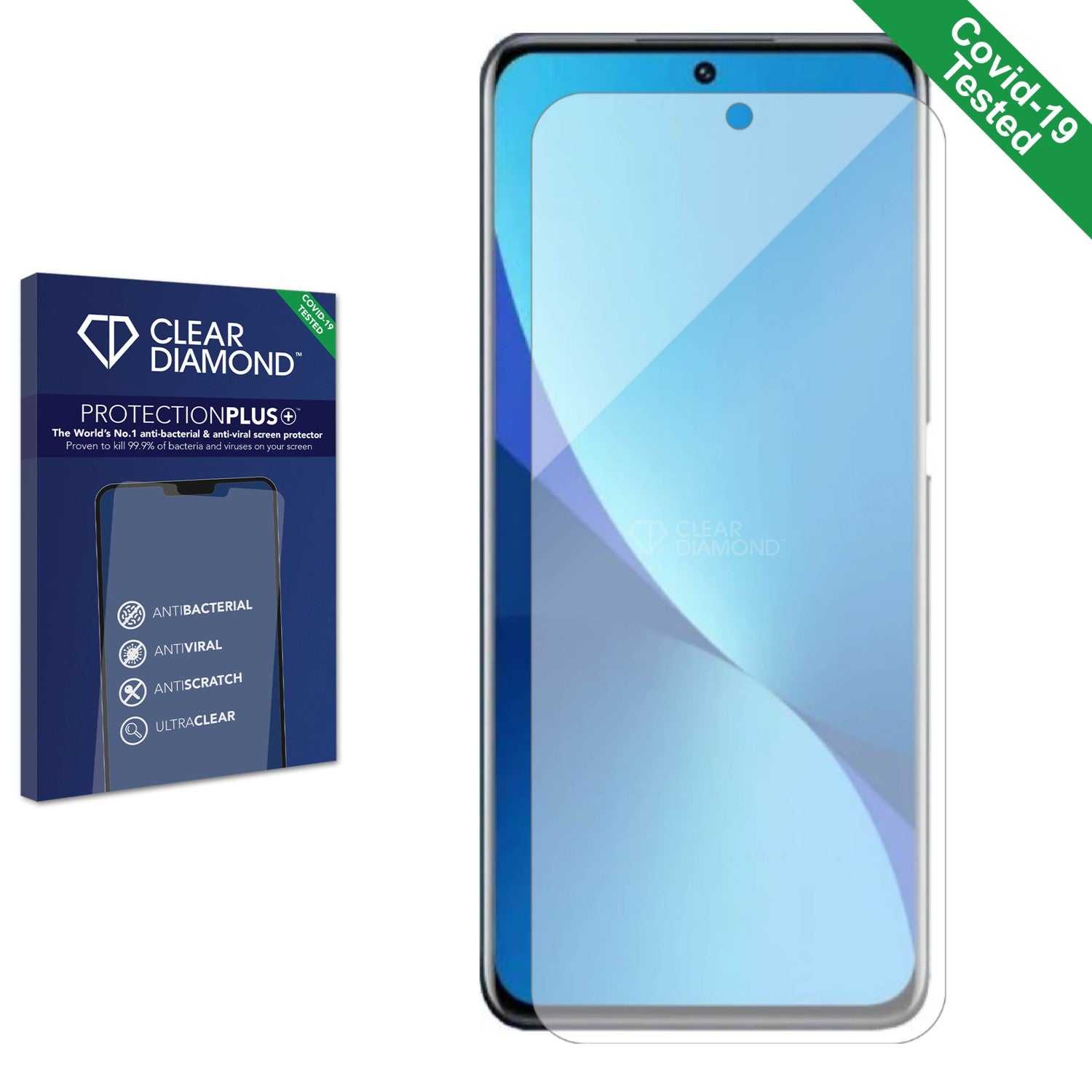 ScreenShield, Clear Diamond Anti-viral Screen Protector for Vivo iQOO 12