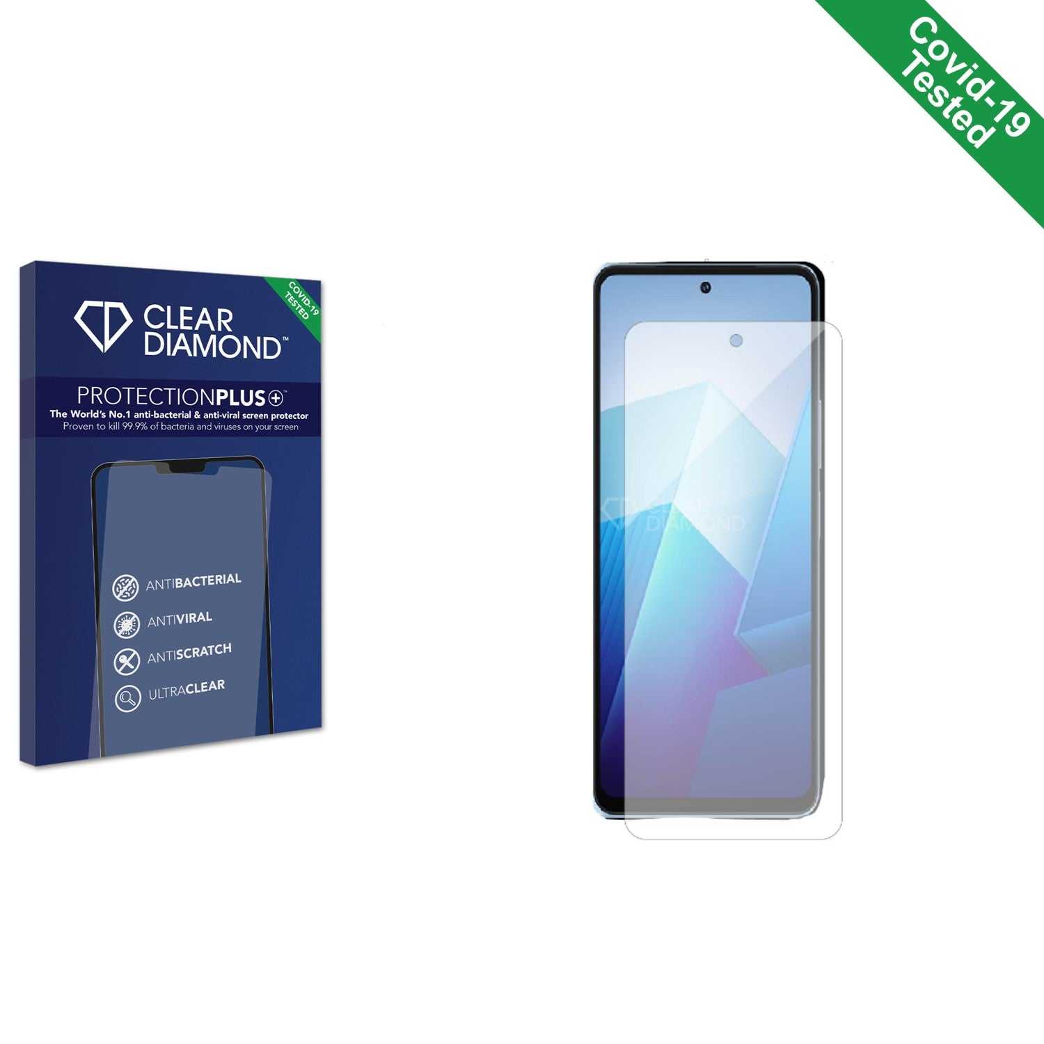 ScreenShield, Clear Diamond Anti-viral Screen Protector for Vivo iQOO Z7s