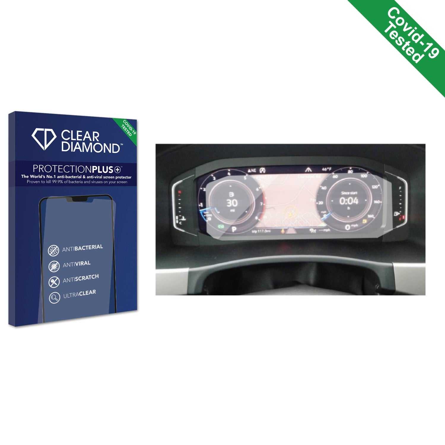 ScreenShield, Clear Diamond Anti-viral Screen Protector for Volkswagen Passat B8 Digital Cockpit 10.25"