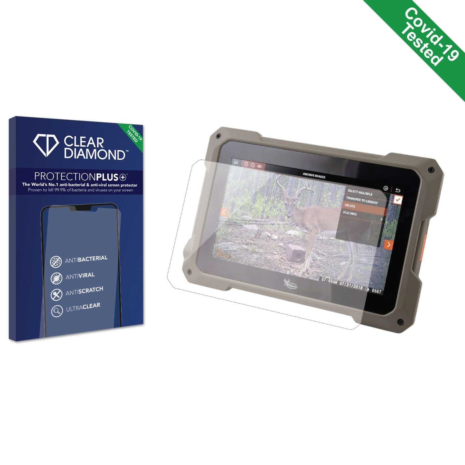 ScreenShield, Clear Diamond Anti-viral Screen Protector for Wildgame Innovations VU70 Trail Tablet