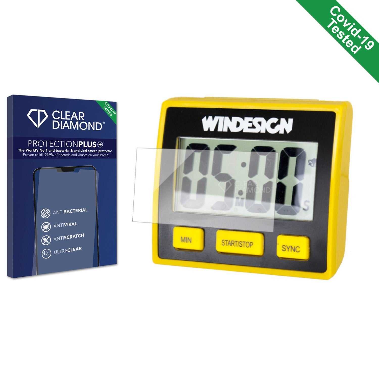 ScreenShield, Clear Diamond Anti-viral Screen Protector for WinDesign Floating Regatta Timer