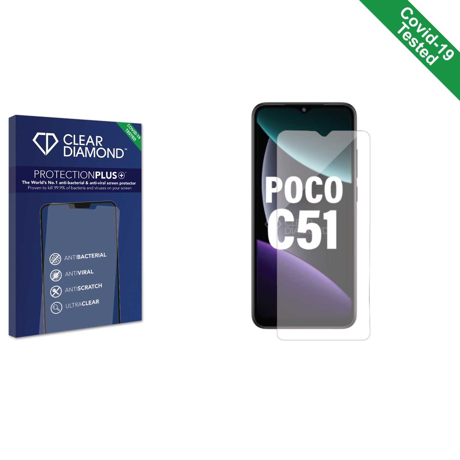 ScreenShield, Clear Diamond Anti-viral Screen Protector for Xiaomi Poco C51