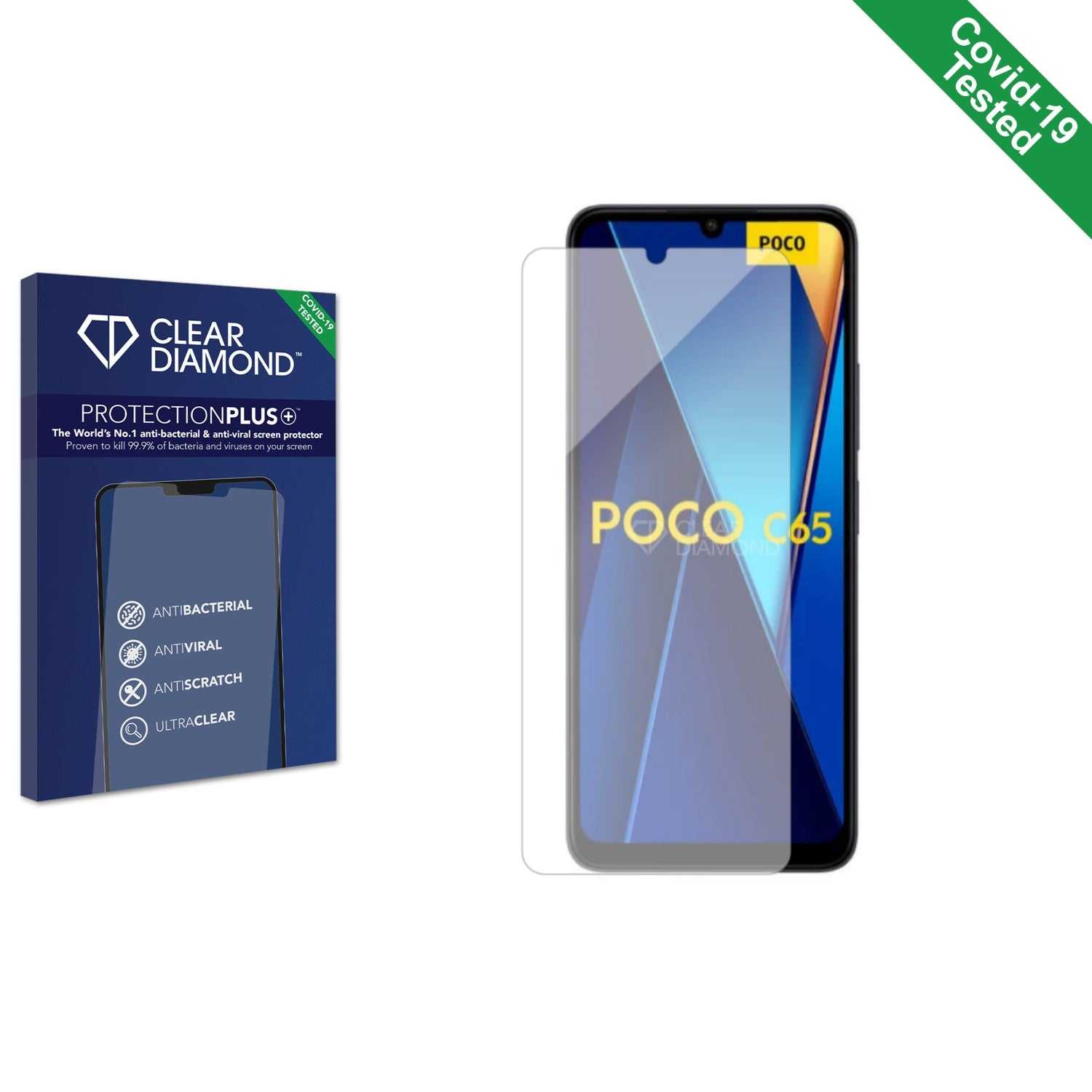 ScreenShield, Clear Diamond Anti-viral Screen Protector for Xiaomi Poco C65