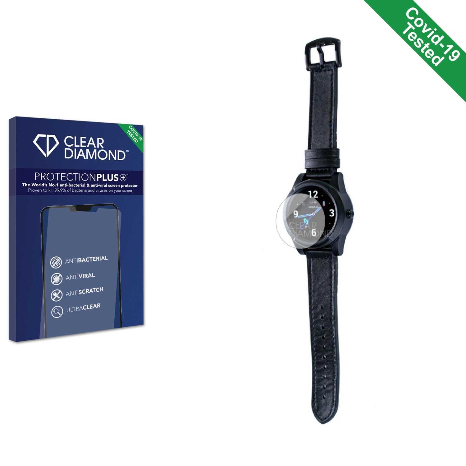 ScreenShield, Clear Diamond Anti-viral Screen Protector for mobi-click LifeWatch SW101-5