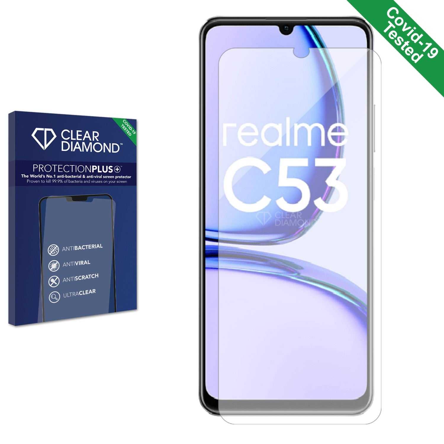 ScreenShield, Clear Diamond Anti-viral Screen Protector for realme C53