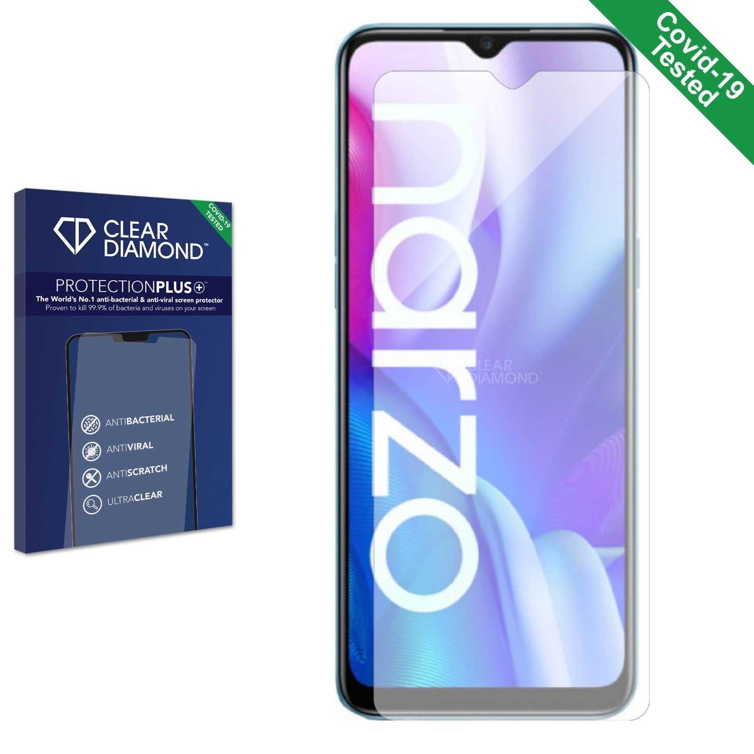 ScreenShield, Clear Diamond Anti-viral Screen Protector for realme Narzo  20A