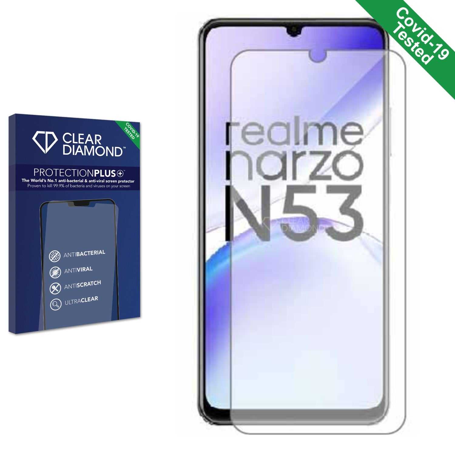 ScreenShield, Clear Diamond Anti-viral Screen Protector for realme Narzo  N53