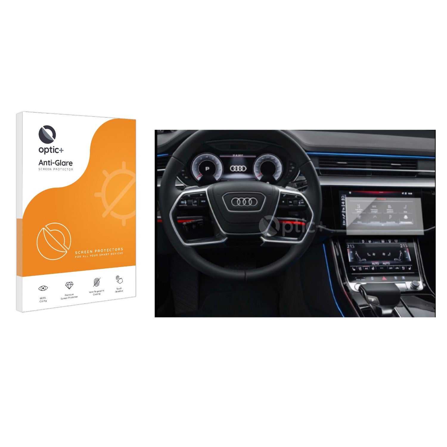 ScreenShield, Optic+ Anti-Glare Screen Protector for Audi A8 4N ab 2018 Virtual Cockpit