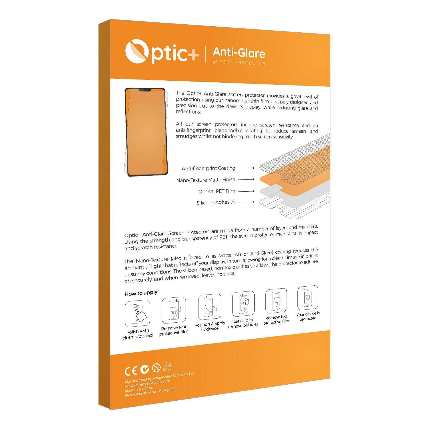 ScreenShield, Optic+ Anti-Glare Screen Protector for Cipherlab RS36