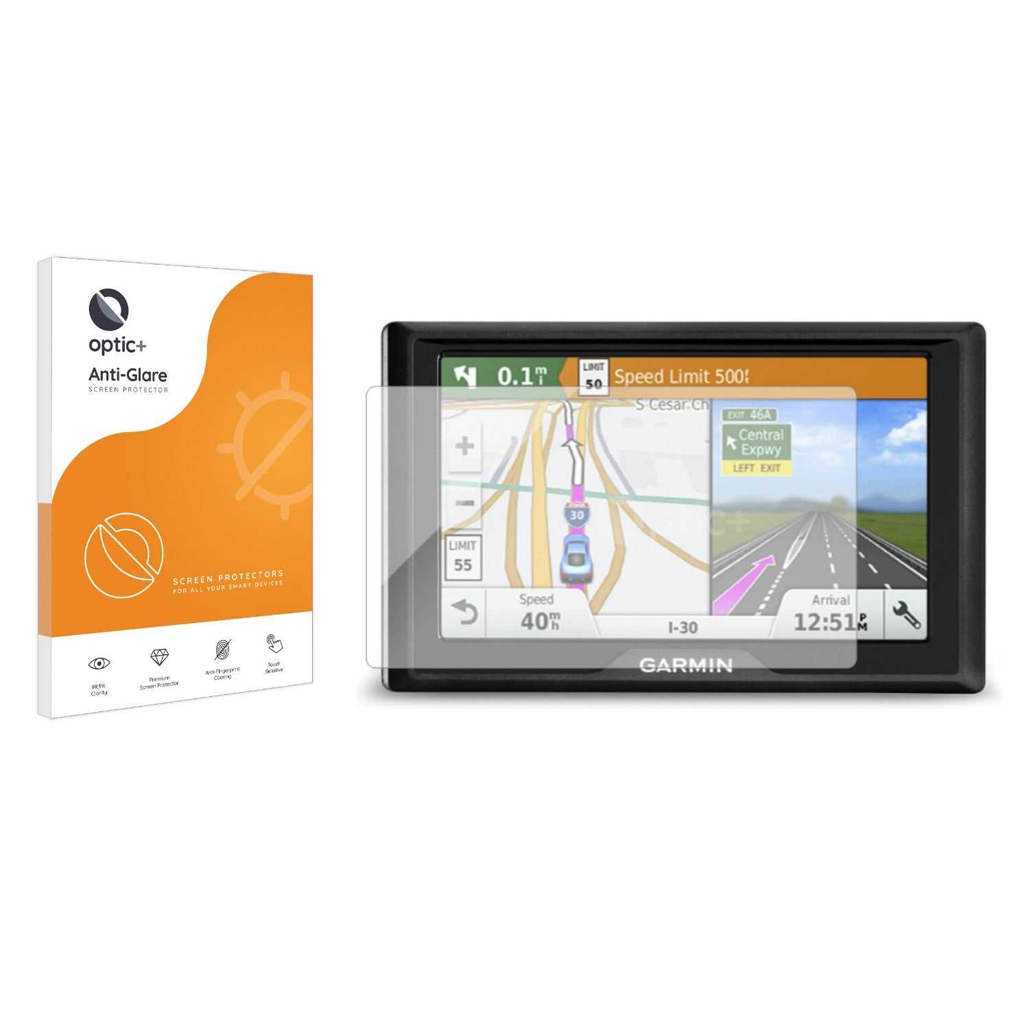 ScreenShield, Optic+ Anti-Glare Screen Protector for Garmin Drive 50