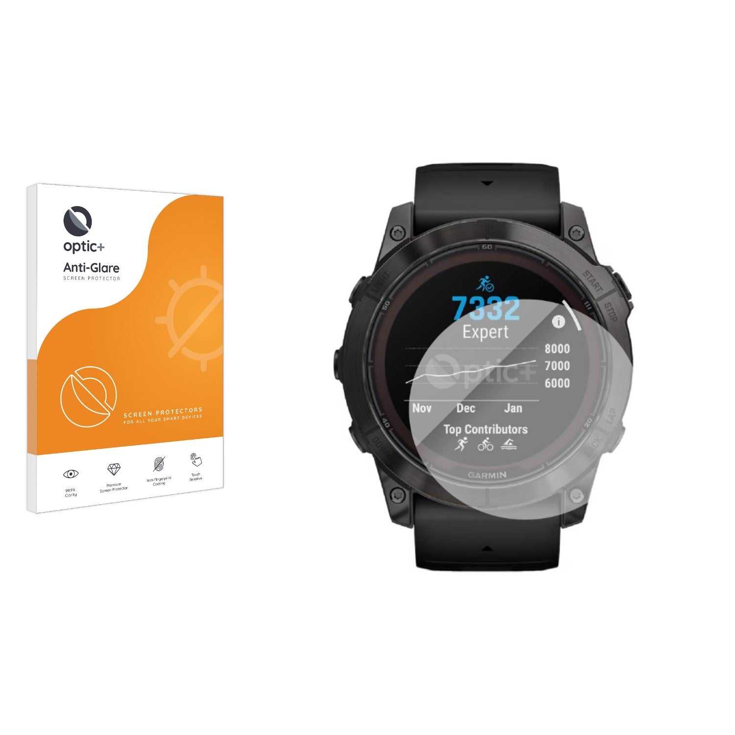 ScreenShield, Optic+ Anti-Glare Screen Protector for Garmin Fenix 7X Pro Solar (51 mm)