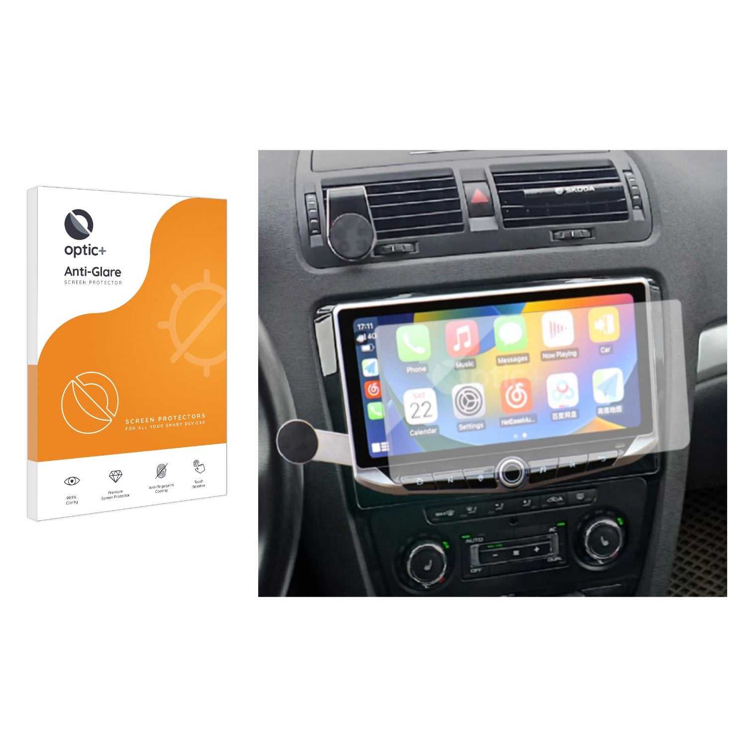 ScreenShield, Optic+ Anti-Glare Screen Protector for Junsun V1 Plus 10 Skoda Octavia 2 2008 - 2013