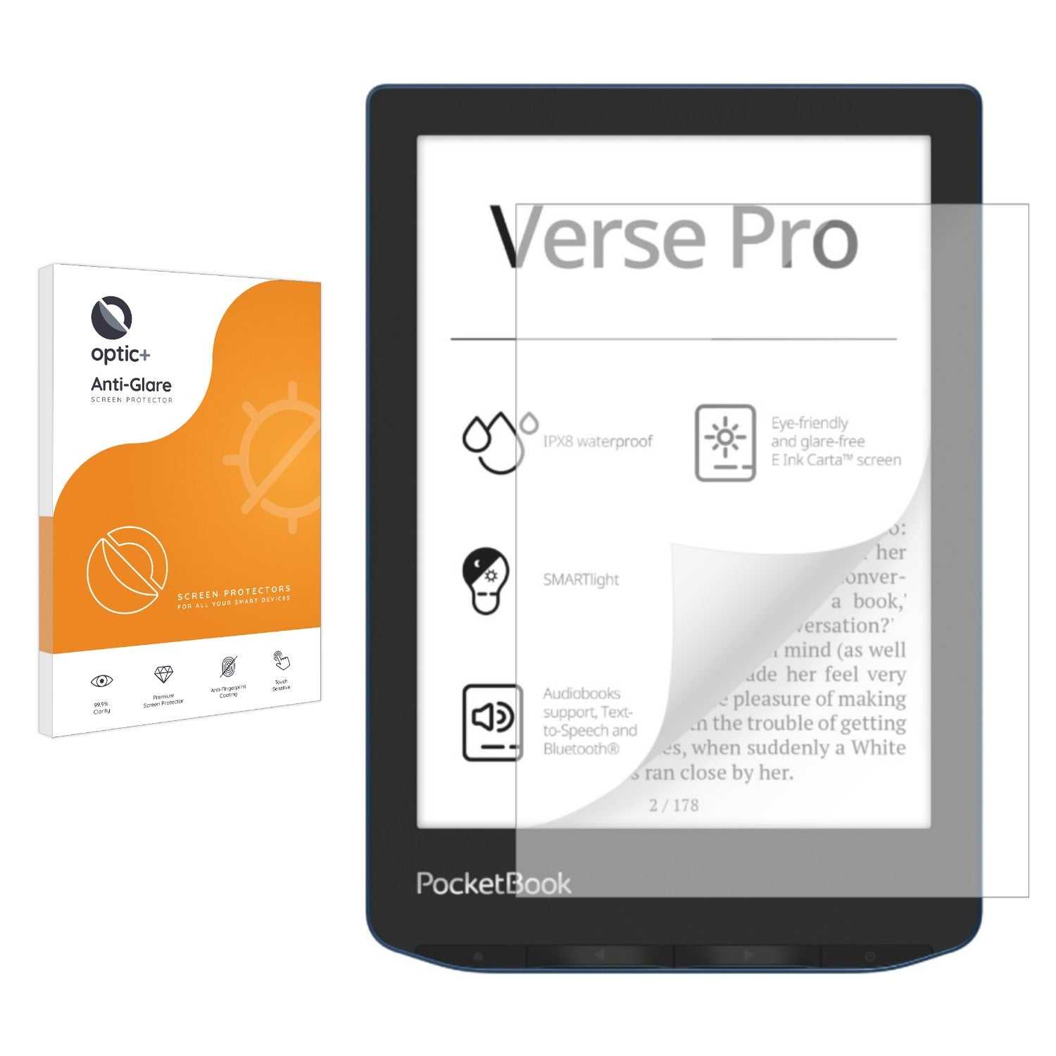 ScreenShield, Optic+ Anti-Glare Screen Protector for PocketBook Verse Pro