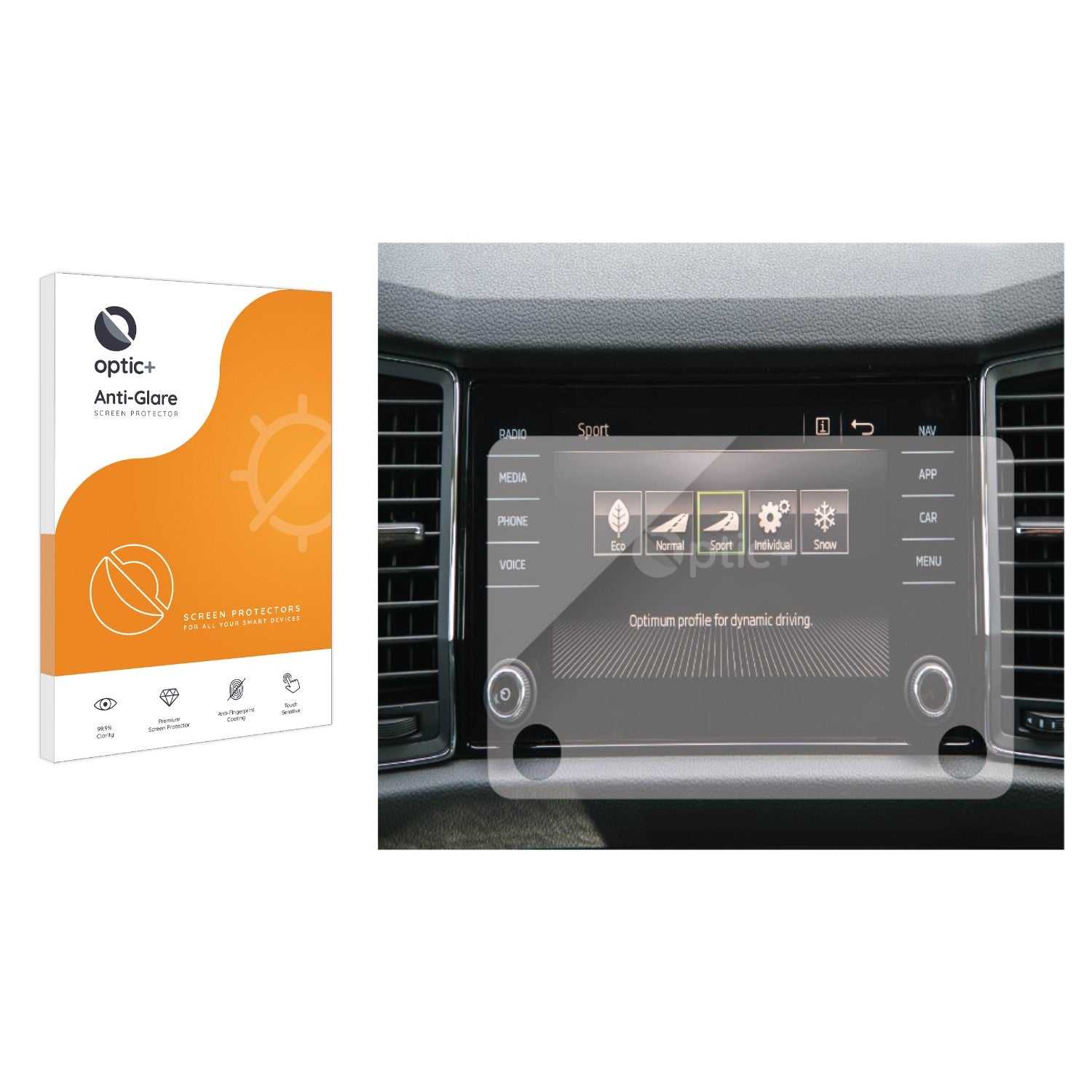 ScreenShield, Optic+ Anti-Glare Screen Protector for Skoda Amundsen Kodiaq 2023 Infotainment System 8