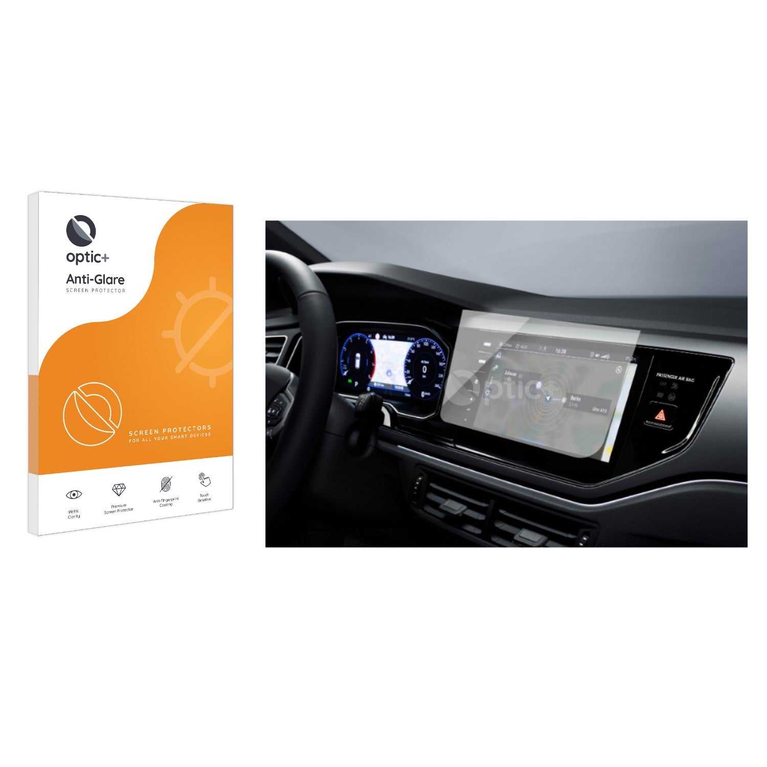 ScreenShield, Optic+ Anti-Glare Screen Protector for Volkswagen Polo 2022 Digital Cockpit 8