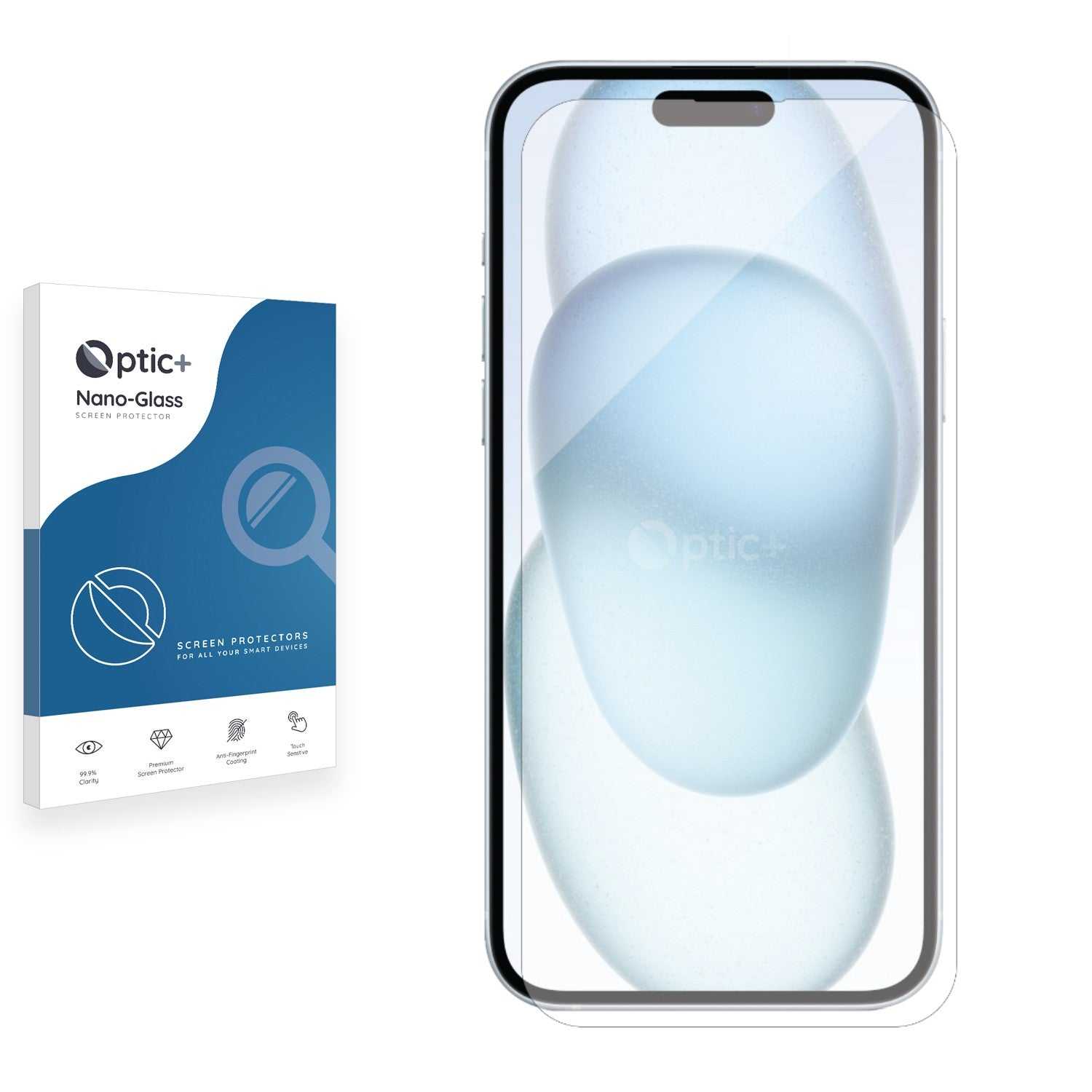 ScreenShield, Optic+ Nano Glass Screen Protector for Apple iPhone 15 Plus