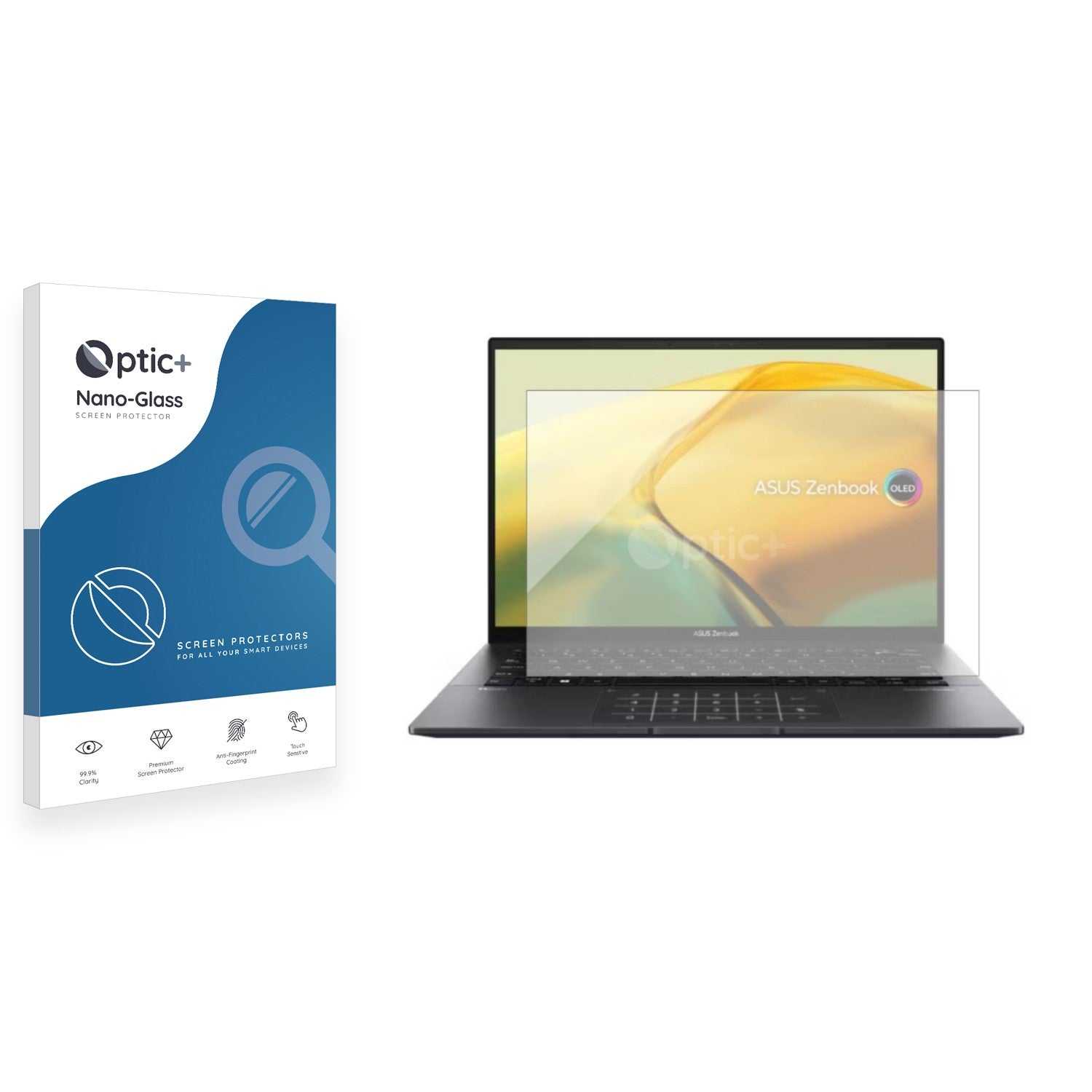 ScreenShield, Optic+ Nano Glass Screen Protector for Asus ZenBook 14 OLED 2023