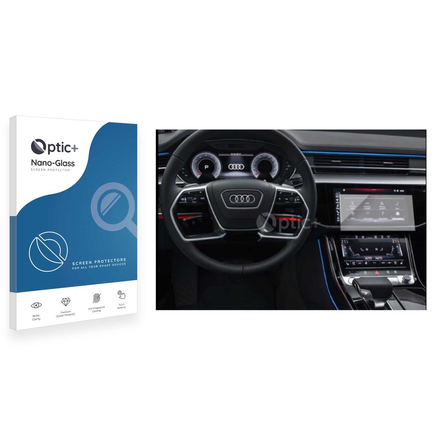 ScreenShield, Optic+ Nano Glass Screen Protector for Audi A8 4N ab 2018 Virtual Cockpit