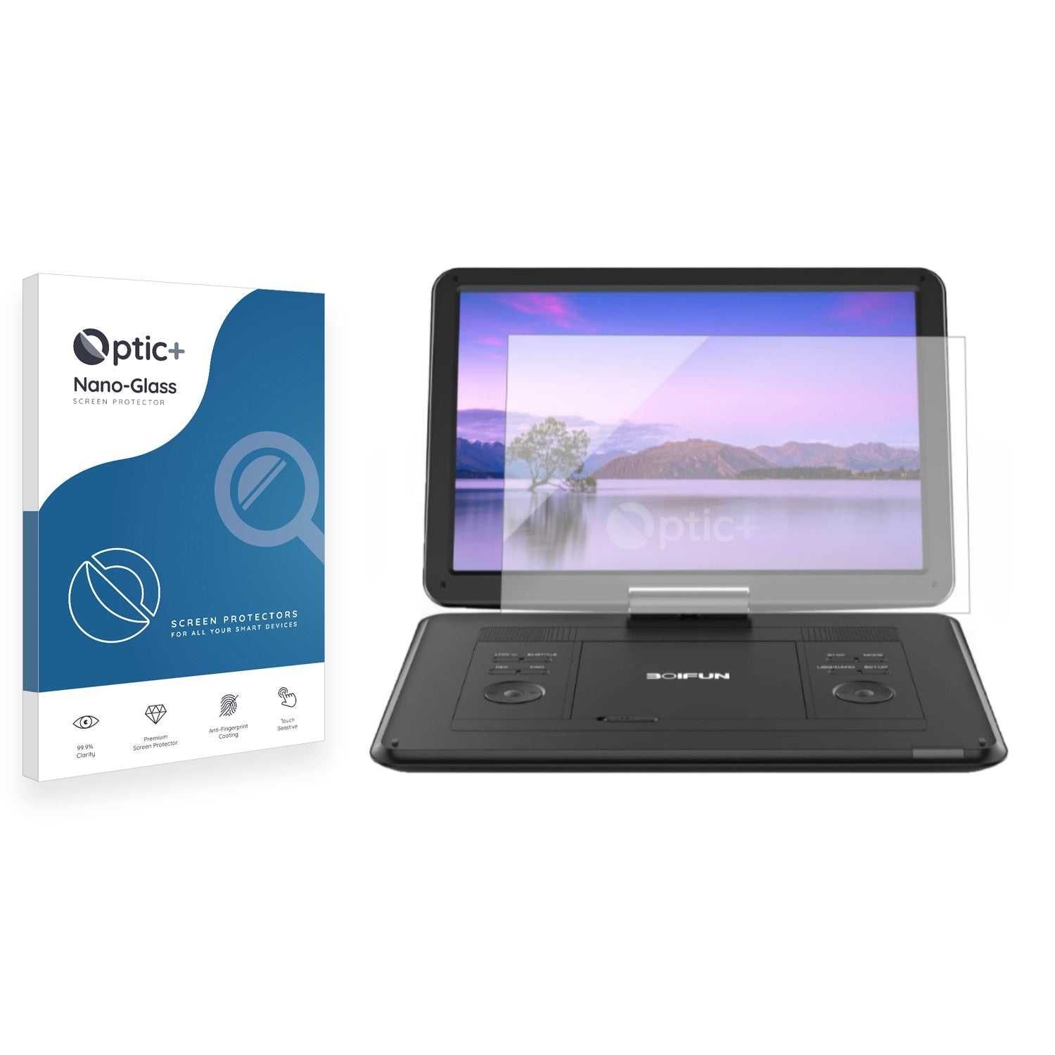 ScreenShield, Optic+ Nano Glass Screen Protector for Boifun 17.5  portable DVD Player