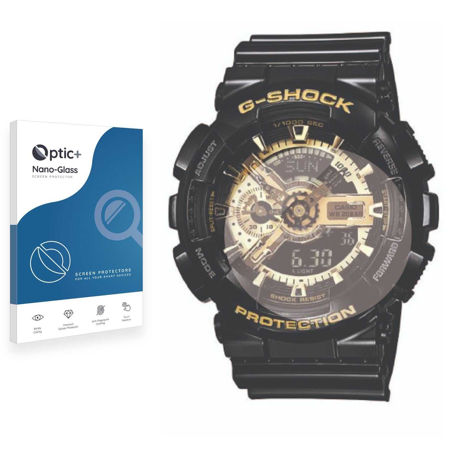 ScreenShield, Optic+ Nano Glass Screen Protector for Casio G-Shock GA-110GB-1A