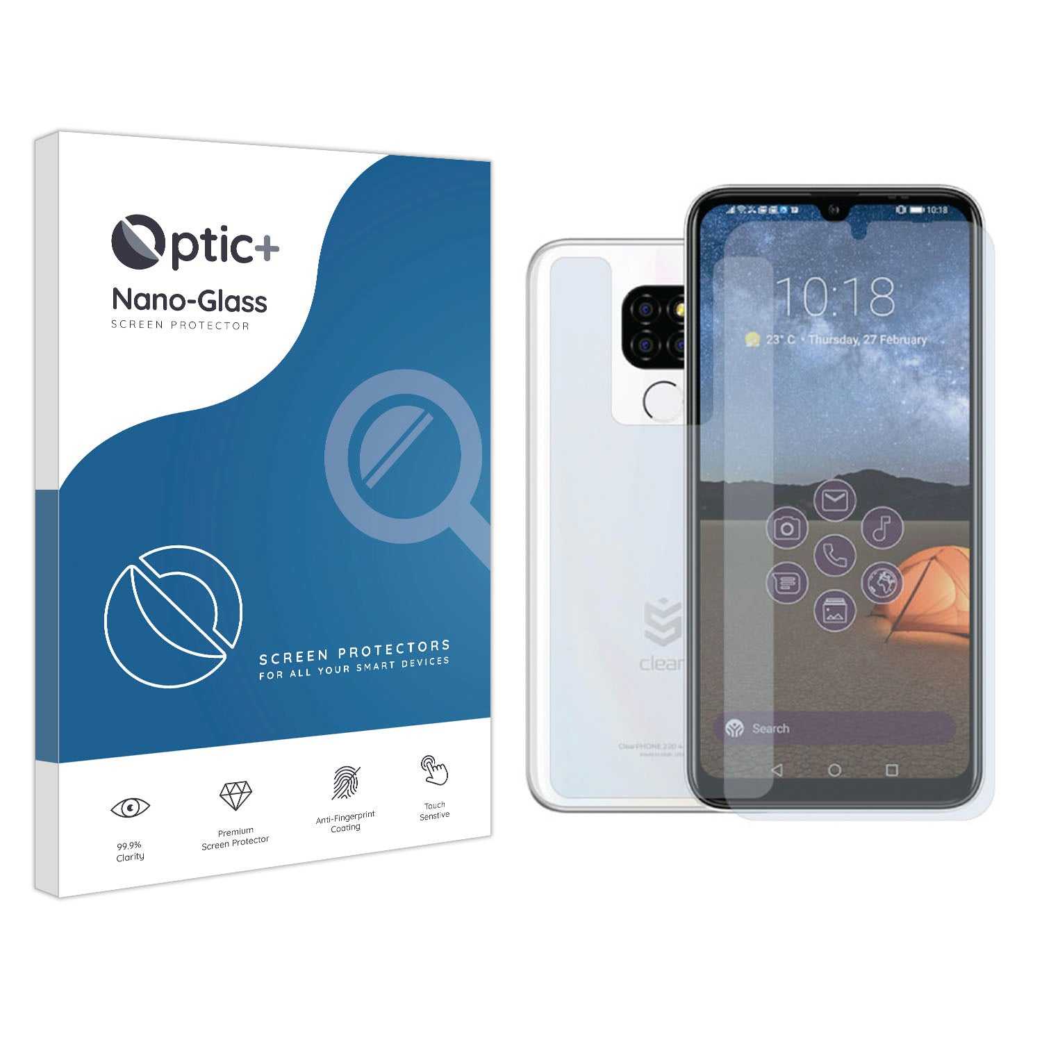 ScreenShield, Optic+ Nano Glass Screen Protector for ClearPHONE 220 (Front & Back)