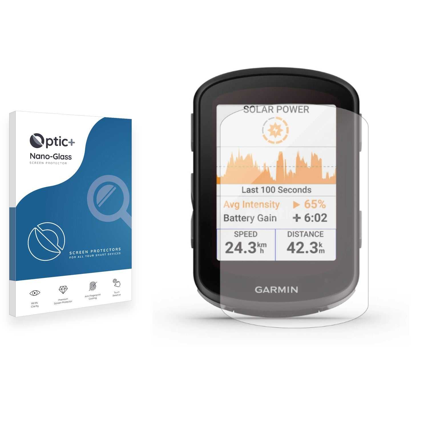 ScreenShield, Optic+ Nano Glass Screen Protector for Garmin Edge 540 Solar