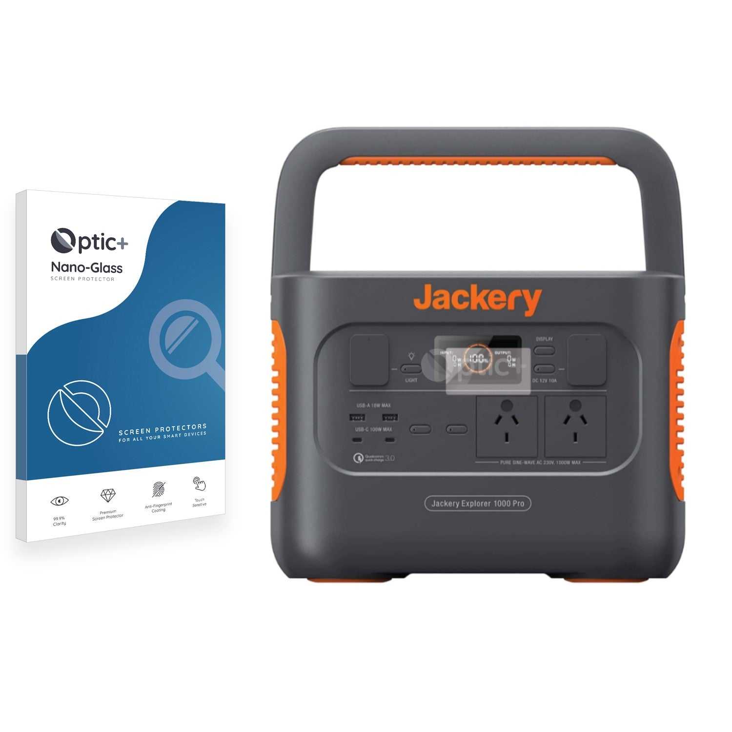 ScreenShield, Optic+ Nano Glass Screen Protector for Jackery Explorer 1000 Pro Portable Power Station