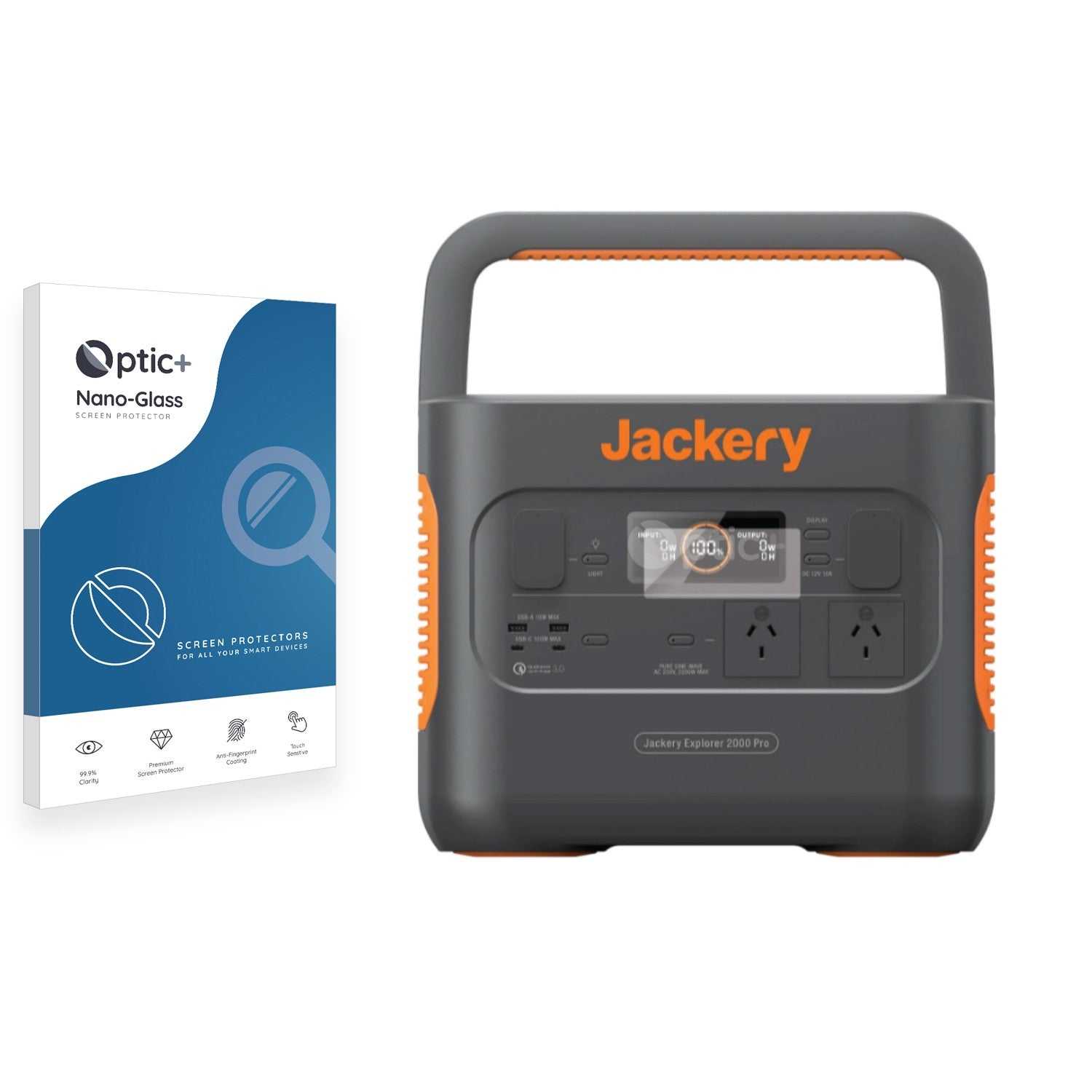 ScreenShield, Optic+ Nano Glass Screen Protector for Jackery Explorer 2000 Pro Portable Power Station