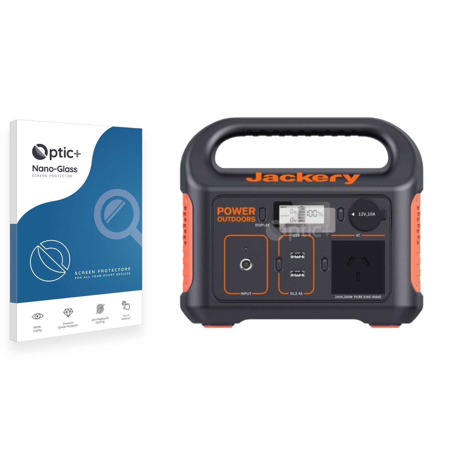 ScreenShield, Optic+ Nano Glass Screen Protector for Jackery Explorer 240 Portable Power Station